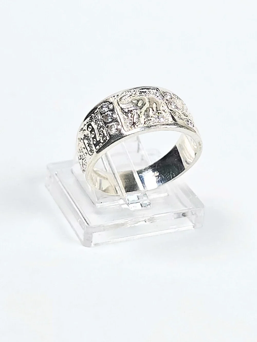 Lucky Symbols Wide Band Ring CZ 925 Sterling Silver Anillo de la Suerte